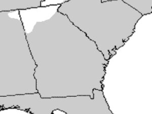 cemcoc1 A map of the United States highlighting the range of the scarlet snake, Cemophora coccinea.